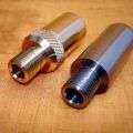 Brass and steel barrel adapters for grub screw attachment, end view