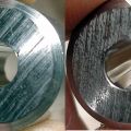 Barrel off-cuts closeup showing rifling types L to R Normal and Polygon