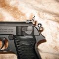 Umarex PPK with replacement adjustable rear sight fitted, full forward position