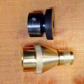 Brass frame end cap with thread protector ring, and original cap and bush