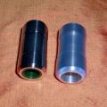 Waisted aluminium hammers L to R, oil filled nylon core, outer PTFE sleeved
